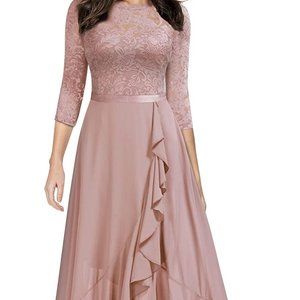 Women's Floral Lace Ruffle Maxi Dress